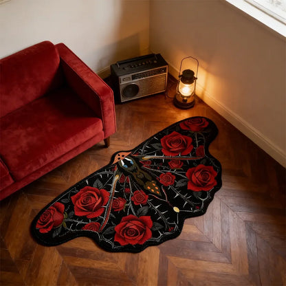 Cyberpunk Moth Rug — "Circuit Wings"