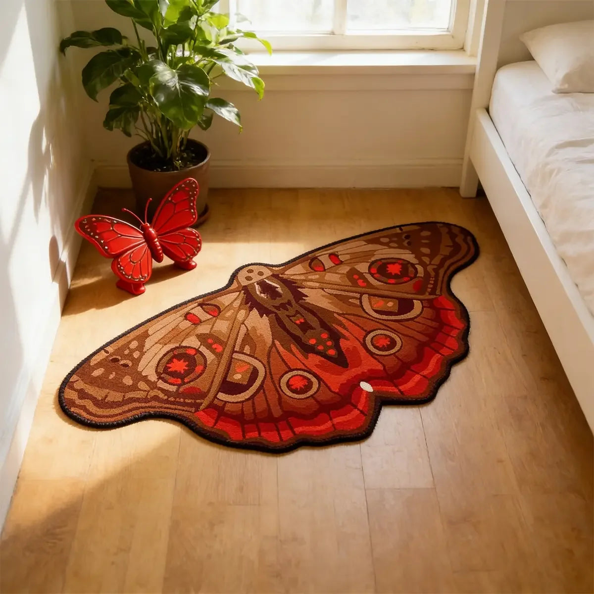 Cyberpunk Moth Rug — "Circuit Wings"