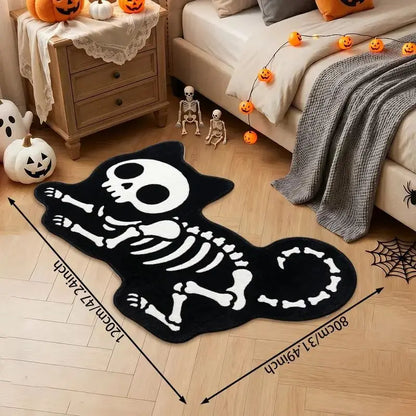 Skeleton Cat Rug — "Spooky Paws"
A black, cat-shaped rug featuring a bold white skeleton print — a striking accent for Halloween season or year-round if you love a gothic-inspired look. The soft, plush surface feels great