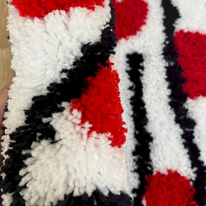 Ghost Heart Tufted Rug — "Lovestruck Ghost"
A whimsical ghost-shaped tufted rug covered in scattered red hearts, blending spooky-cute charm with a playful pop of color. The plush, textured pile gives it a cozy handcrafted-l