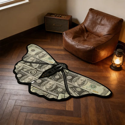 Cyberpunk Moth Rug — "Circuit Wings"