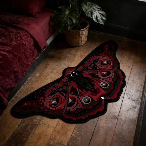 Cyberpunk Moth Rug — "Circuit Wings"