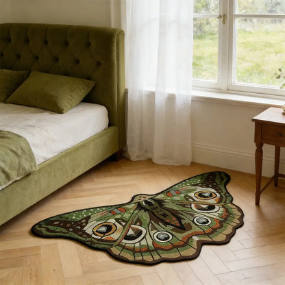 Cyberpunk Moth Rug — "Circuit Wings"