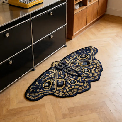 Cyberpunk Moth Rug — "Circuit Wings"