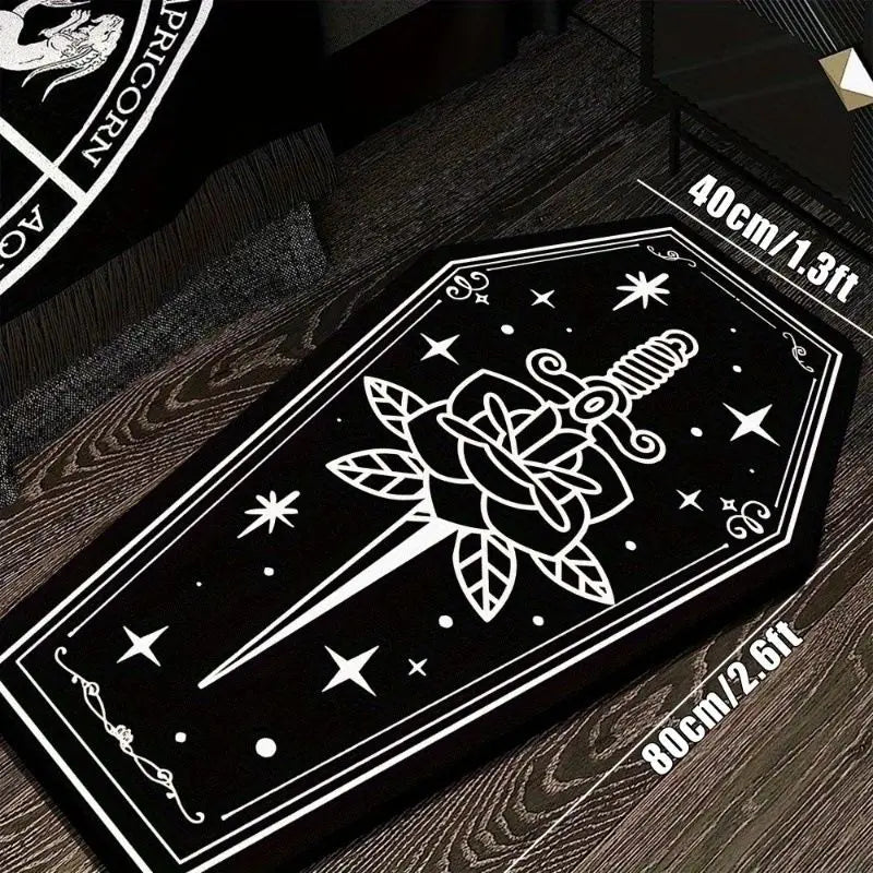 Coffin Shaped Halloween Rug — "Six Feet Under"