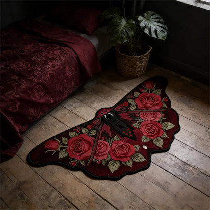 Cyberpunk Moth Rug — "Circuit Wings"