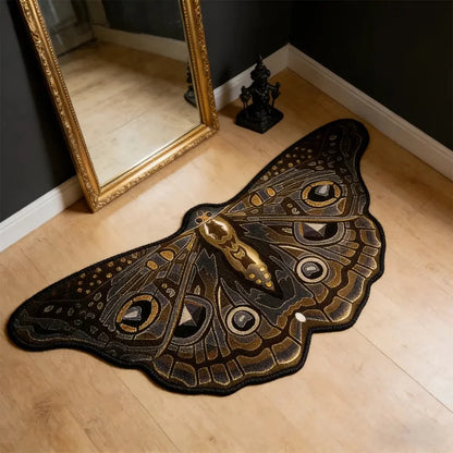 Cyberpunk Moth Rug — "Circuit Wings"