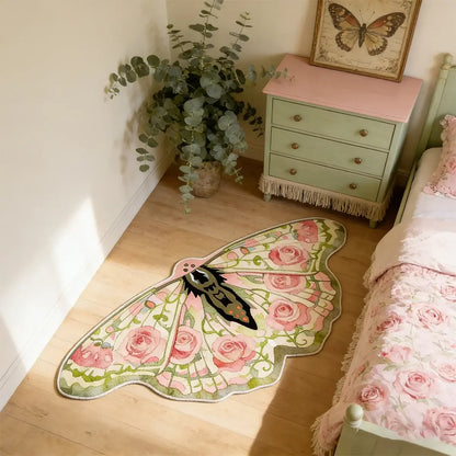 Cyberpunk Moth Rug — "Circuit Wings"