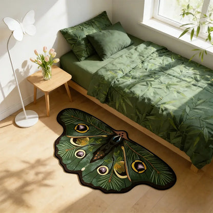 Cyberpunk Moth Rug — "Circuit Wings"