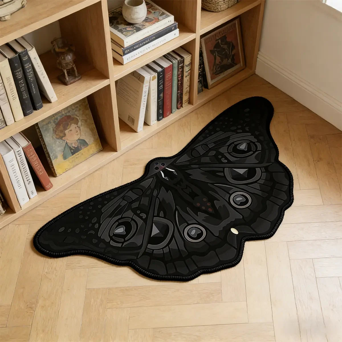 Cyberpunk Moth Rug — "Circuit Wings"