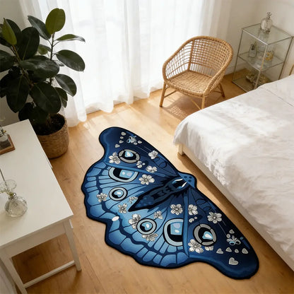 Cyberpunk Moth Rug — "Circuit Wings"