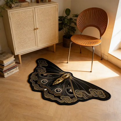 Cyberpunk Moth Rug — "Circuit Wings"